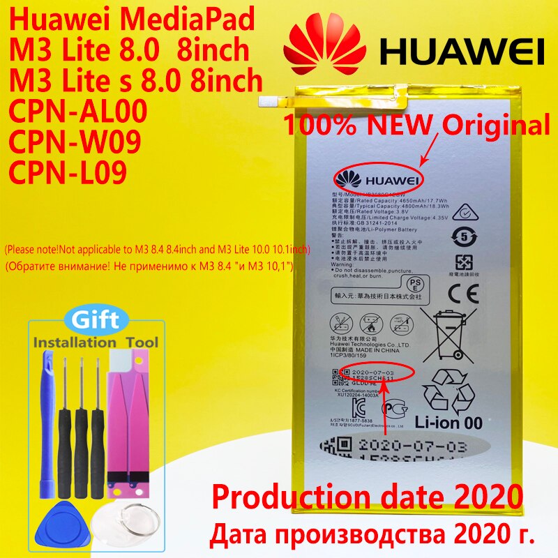 Original 8 "Huawei Mediapad M3 Lite 8.0 batterie CPN-W09/CPN-L09/CPN-AL00 HB3080G1EBC HB3080G1EBW batteries