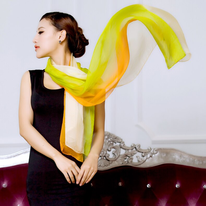 Foulard en soie pour femme, châle, hijab, dégradé, couleur unie, long, musulman: 9