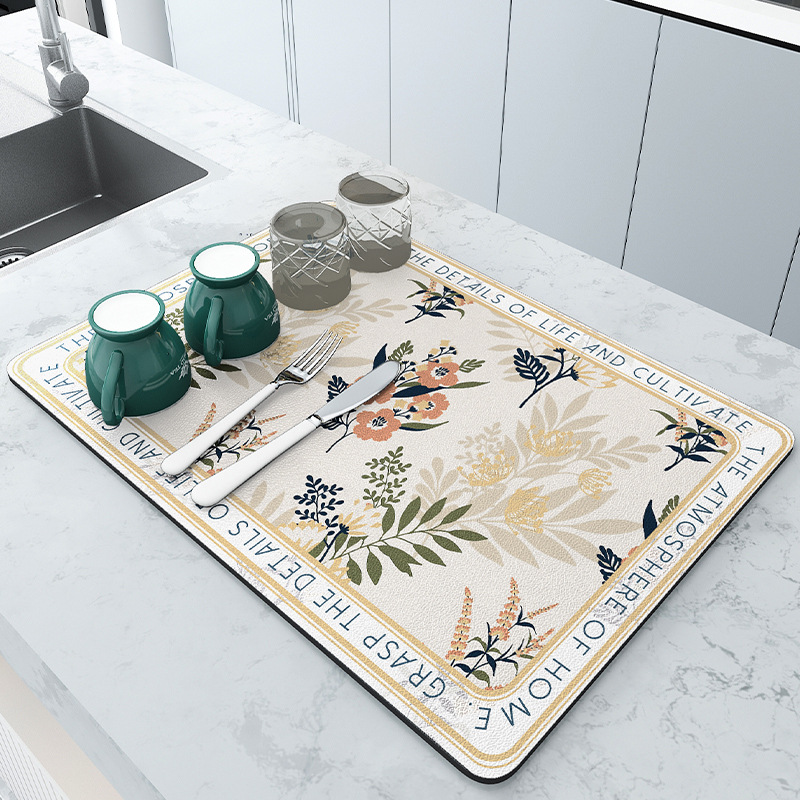 Grand tapis de cuisine Super absorbant, tapis de vidange de plat à café, tapis de séchage, tapis de vidange de salle de bains à séchage rapide, napperon de robinet de cuisine