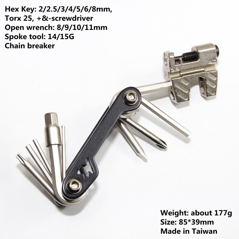 Fiets vouwgereedschap bandenreparatieset multitool fietssleutel schroevendraaier kettingsnijder fietsaccessoires