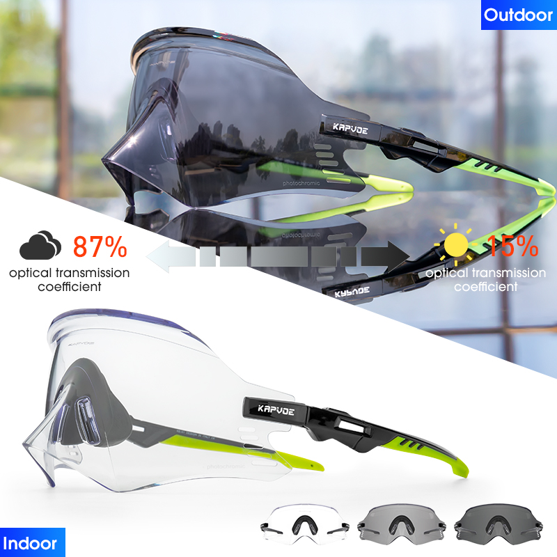 Kapvoe-Photochromic Sports Sunglasses for Man Road MTB Bicycle Glasses Riding Goggle Sports Eyewear Bike Women Cycling Glasses: GRAY