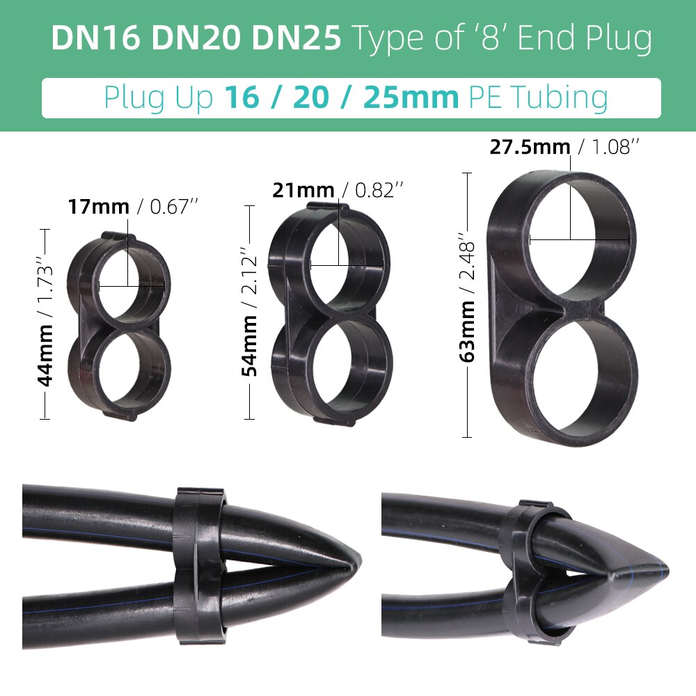 Drip Irrigation Water 16 20 25MM Barbed Connectors Tee Coupling Elbow Cap Plug End Kit 1/2 3/4&#39;&#39; Male Thread Tubing Hose Fitting