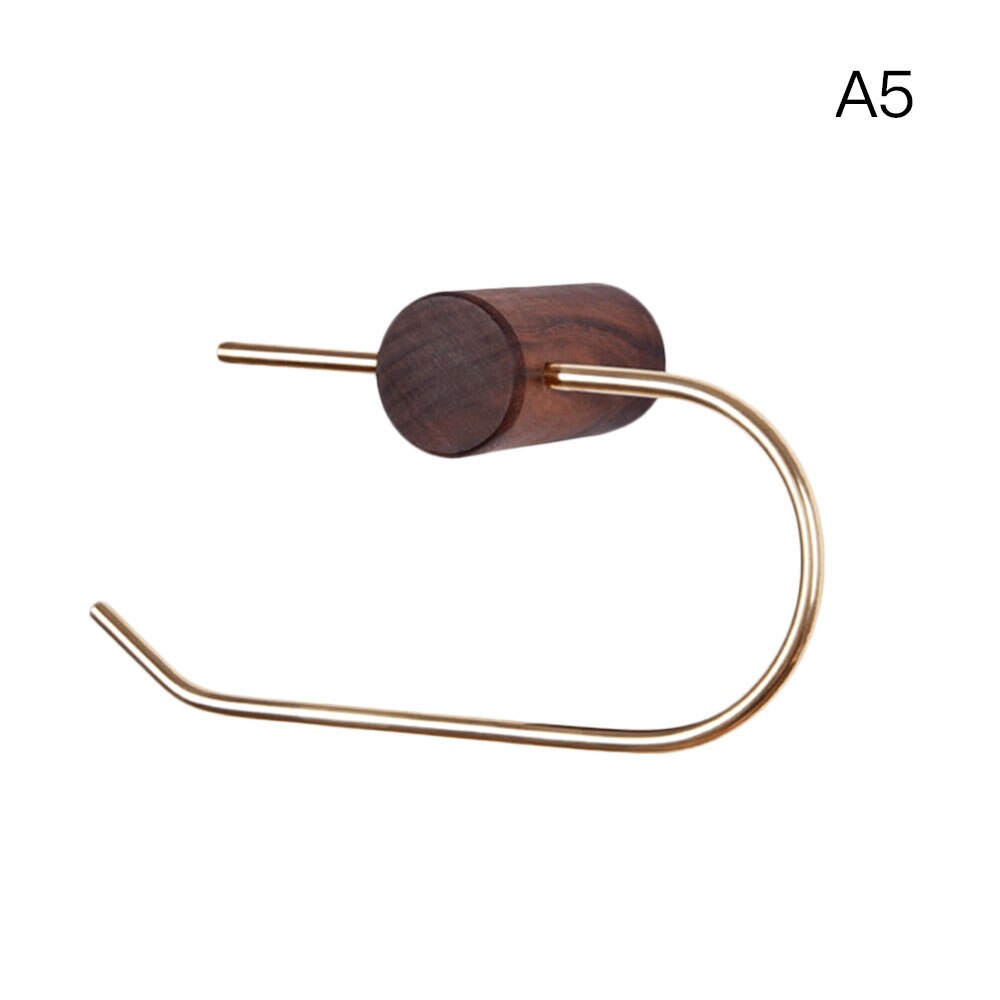 Punch-free Nordic Bathroom Paper Roll Bracket Brass Solid Wood Wall Hanging Napkin Bracket Toilet Paper Towel Rack: A5