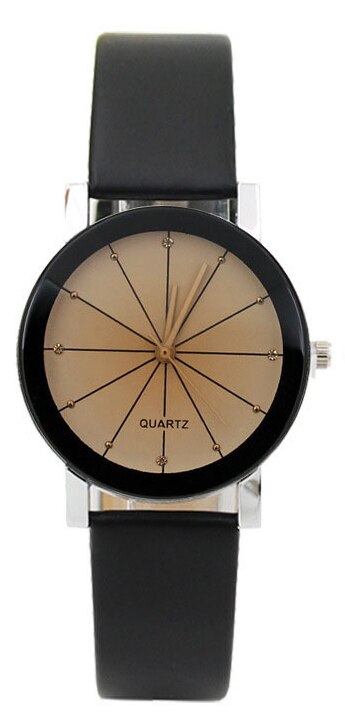 Ronde Paar Horloge Zwart en Wit Bruin Dial Lederen Pointer Mannelijke en Vrouwelijke Student Temperament Horloge: Style 1 woman