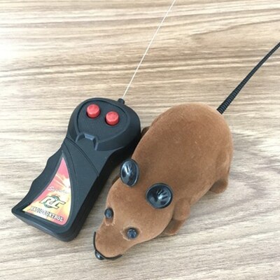 Wireless Remote Control Mouse Toy Black/Gary/Brown Electronic RC Rat Mice Animal Interactive Cat Toys: Brown Small