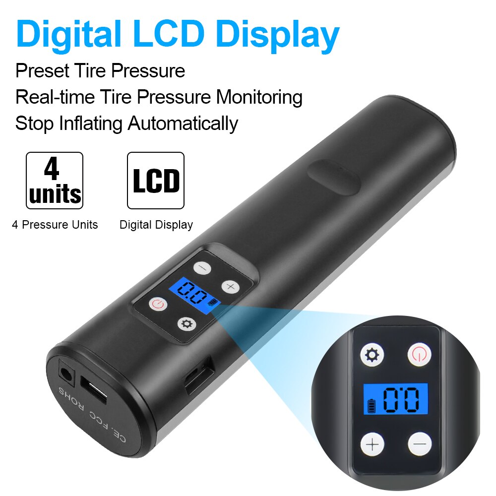 Car Wireless Inflatable Pump Portable Handheld 12 V Car Air Pumps Electric Tire Inflator Car Bike Digital Tire Inflator Pump