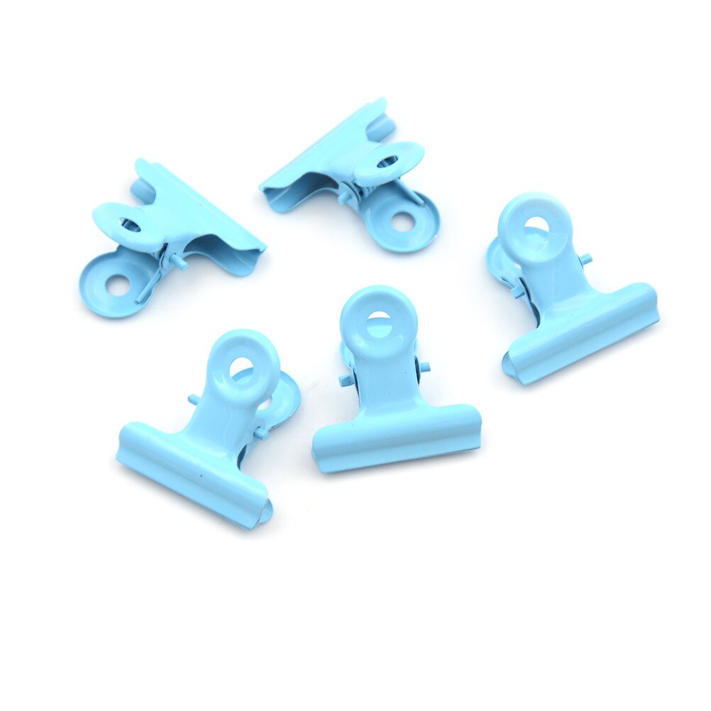 5pcs Colorful Metal Binder Clips Cute Folder Notes Letter Paper Clip Documents Clamp School Office Stationery 12 Colors: Sky Blue