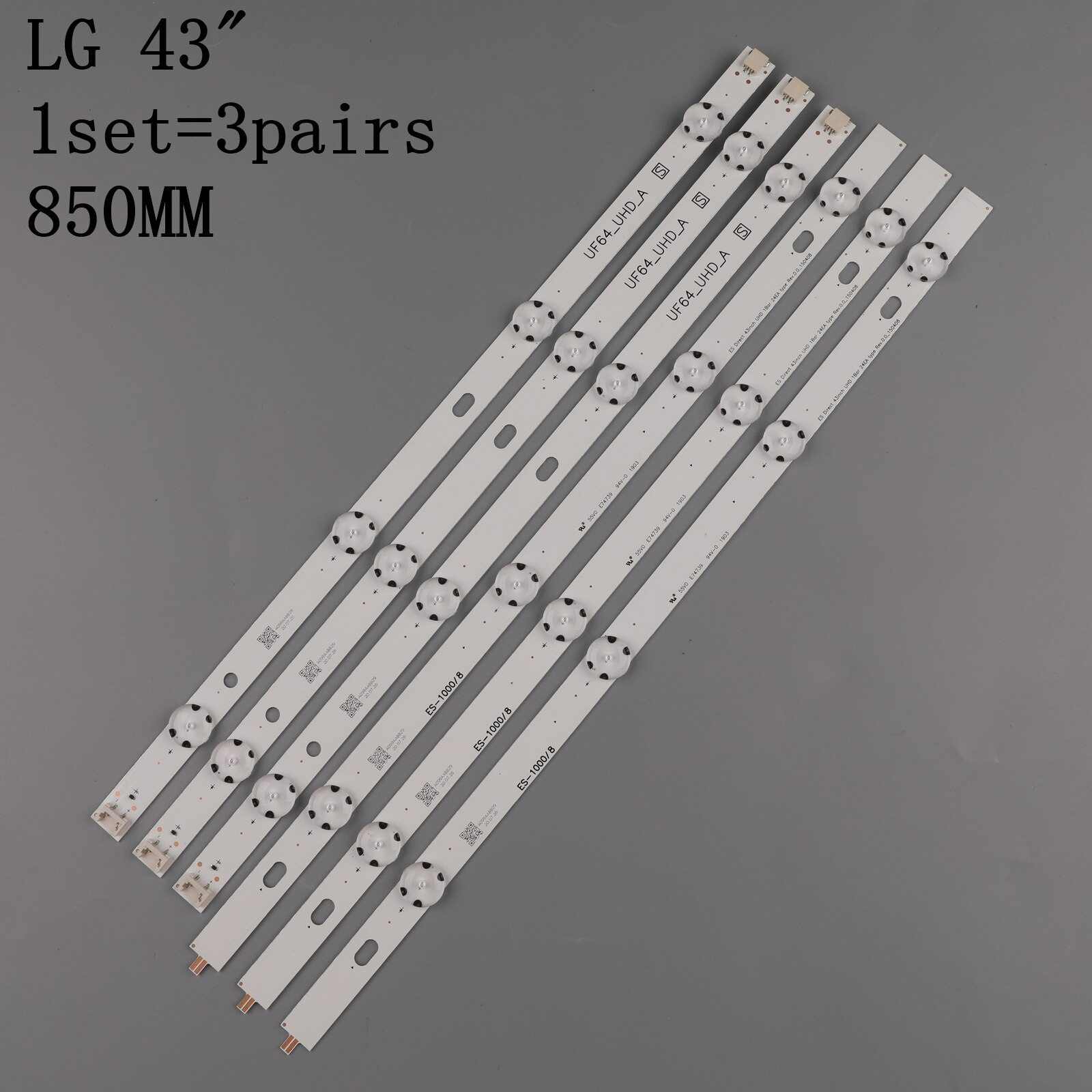(Neue Bausatz )3 Stck 8LED 850mm LED-hintergrundbeleuchtung streifen für LG 43UH6030 43UF640 HC430DGN-SLNX1 UF64_UHD_A 43LH60FHD EAV63192501