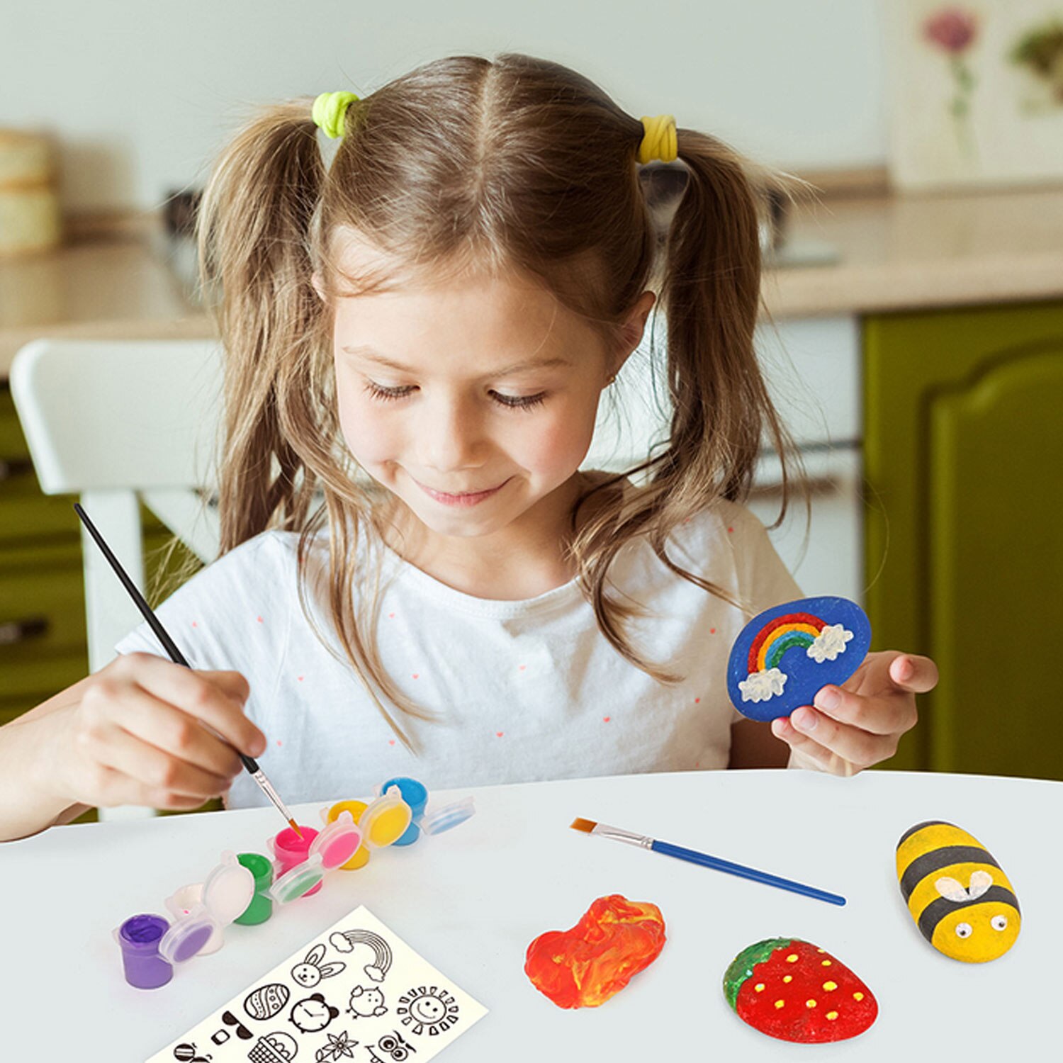 Kit de pintura de roca para niños, suministros de dibujo para pintar con arte de piedra completa, de cumpleaños, Navidad, Año
