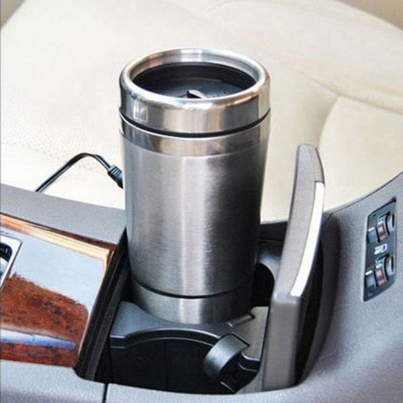 12V 300ml taza de coche botella leche café agua del té calentador taza de acero inoxidable calentador de Metal botella de calefacción para Campin de viaje