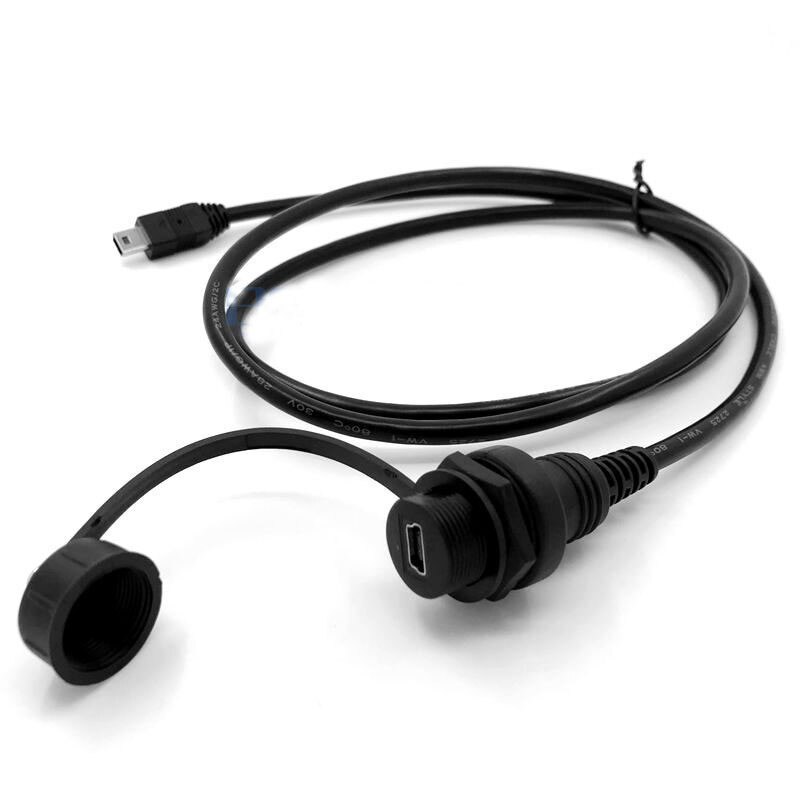 Mini USB 2.0 IP67 Waterproof Cable Mini USB2.0 Male to Female IP 67 Water Proof Panel Mount Connector Extension cord 0.2m/1m