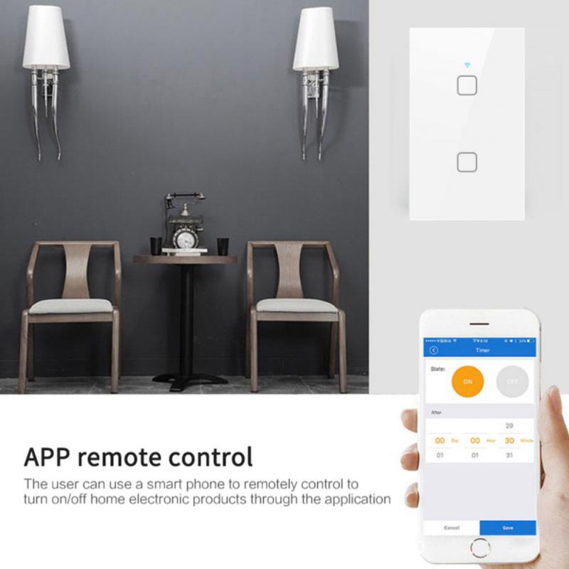 1/2/3/4gang 433RF Wifi Tuya Smart Light Switch Touch Panel US Touch Switch Wireless Wall Switches Tempered Glass Panel Universal