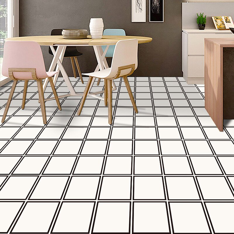 8Pcs White Brick Pattern PVC Floor Tile Stickers Environmental Protection Bathroom Tile Stickers Home Wall Stickers