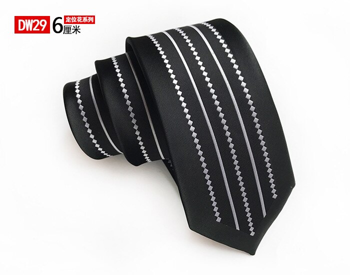 6cm Striped Narrow Ties For Men F tie Wedding Suit Gravata Black Polyester Cravat Necktie Party Business Neck Tie: DW29