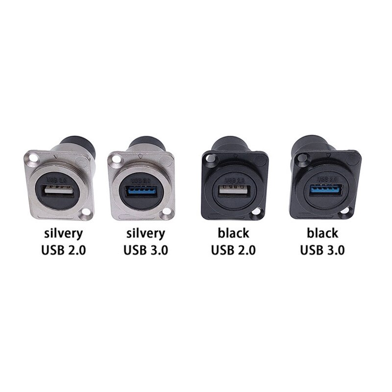 Metall usb 2.0 3.0 d type kvinnelig til kvinnelig kontakt panelmontering usb-kontakt