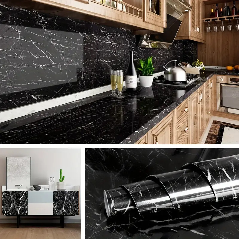 Papel pintado de pegatinas de pared de mármol, pegatinas de pared autoadhesivas de cocina, pegatinas impermeables de PVC a prueba de grasa, pegatinas de baño