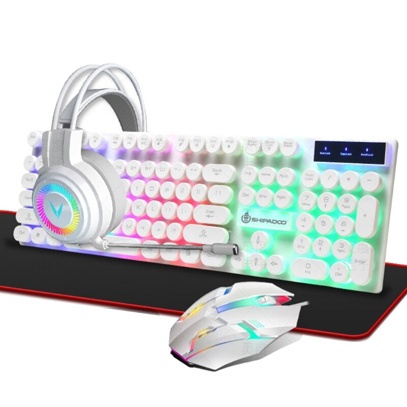 066A Mechanical Keyboard and Mouse Combo Rgb Gaming 104 Keys Wired Usb Keyboards Mouse and Mouse Pad for Computer Desktop