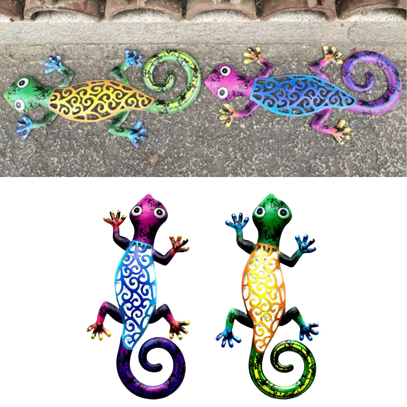 Jern kunst gecko ornamenter udendørs metal firben kunst ing skulptur til terrasse