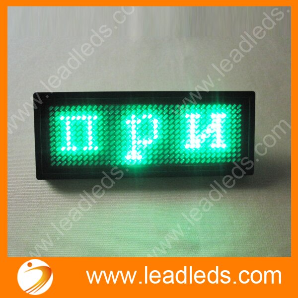 Green 11x33 dots led scrolling message flashing led Name badge