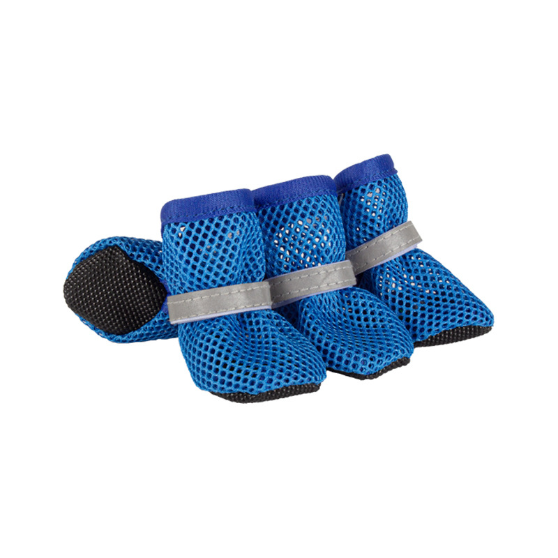 4 Stück, Hundeschuhe, rutschfest, atmungsaktiv, verschleißfest, Hundestiefel, geeignet für kleine, mittelgroße Haustiere, Welpen-Schutzschuhe.: S / Blau