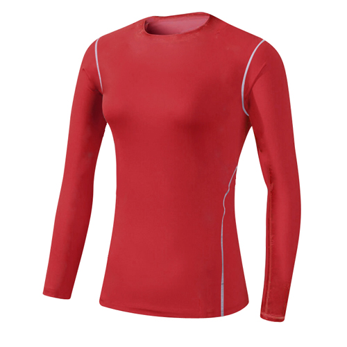 Camiseta deportiva de Fitness de capa Base de secado rápido para mujer, Top de manga larga para gimnasio, camiseta para correr para mujer, ropa de entrenamiento de tren, camisa de Yoga blanca: XL / Rojo