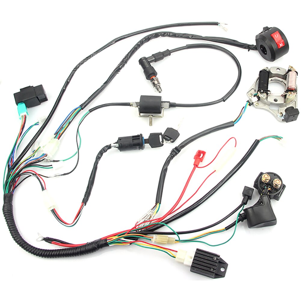 Arnés de cableado eléctrico para motocicleta, conjunto completo de 6 bobinas de estator CDI para ATV Quad Pit Bike Buggy Go Kart 50 70 90 110 125cc, 1 Juego