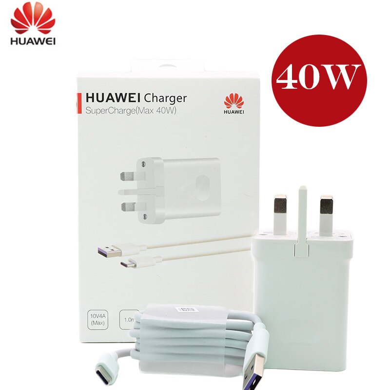 Original huawei supercharge carregador rápido max 40w 10v/4a 5v/4a com 5a cabo huawei p30 p40 nova 5 pro companheiro 30 20 pro magia 2