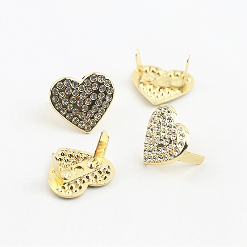 2 stücke Metall Herz bilden Strass Schnalle Schuhe Clip Verschluss für Tasche Bekleidung Schuhe Hardware- DIY Leder Handwerk Zubehör