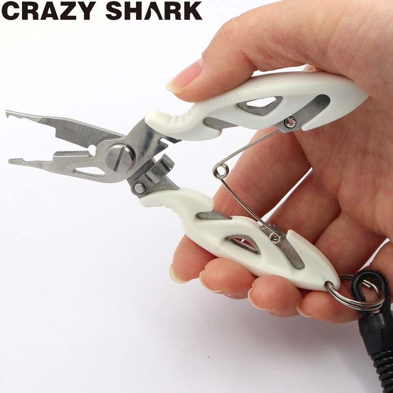 Crazy Shark 19cm Multifunctional Fishing Pliers Aluminium Hook Remover Split Ring Cutters Rustproof Saltwater Tools Carp Fishing