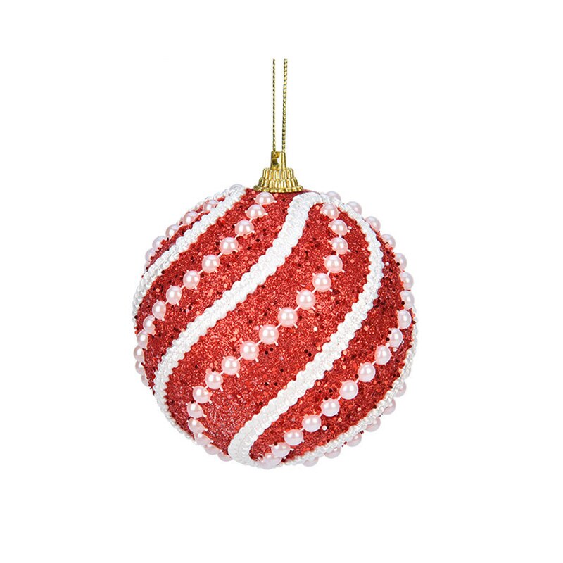 8cm lyxiga julkulor kristall glitter paljetter skum xmas tree hängande hänge xmas ball år fest dekorer: 9