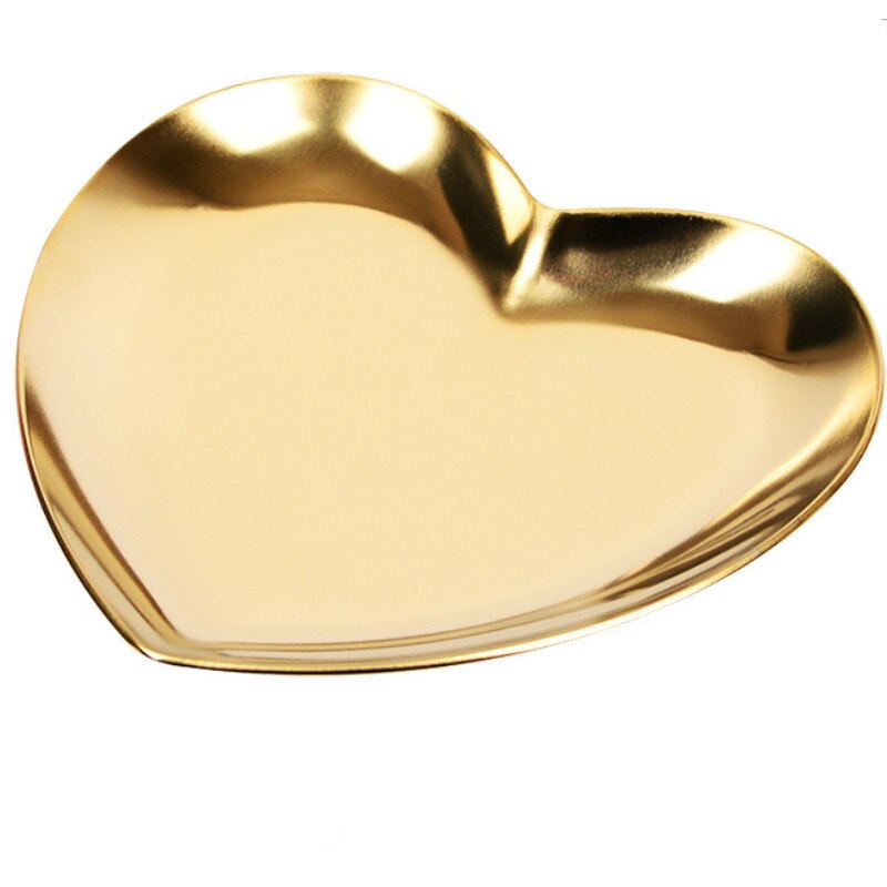 Plaque à bijoux en forme de coeur nordique Ins or bijoux anneau plateau métal bijoux stockage présentoir décoratif amour plaque: Or