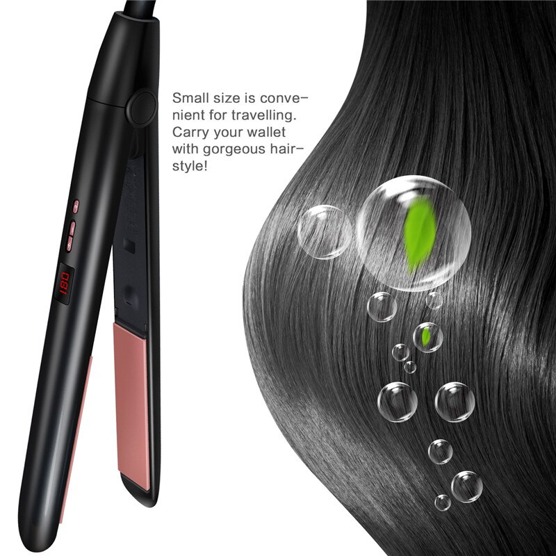 Plancha de pelo automática de cerámica 2 en 1 110v-220v, plancha de pelo multifuncional alargada de calentamiento rápido para cabello seco mojado: Black / US