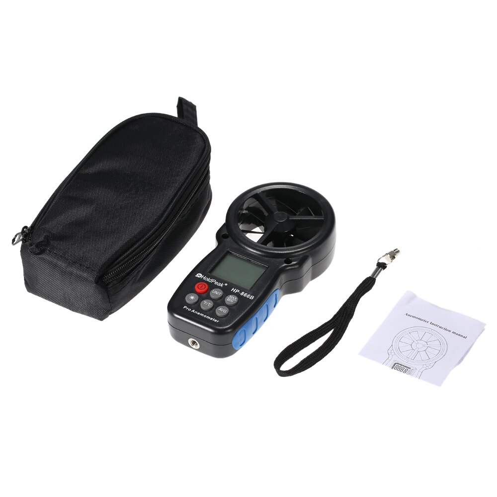 Holdpeak hp -866b digital vindmätare mini digital lcd vindhastighetsmätare temperatur vindavkylning med bakgrundsbelysning