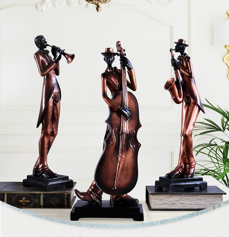 Estatuas de Banda de Música de resina europea, decoración para el hogar, sala de estar, Bar, cafetería, figuras de escultura para personas de escritorio, decoración artesanal