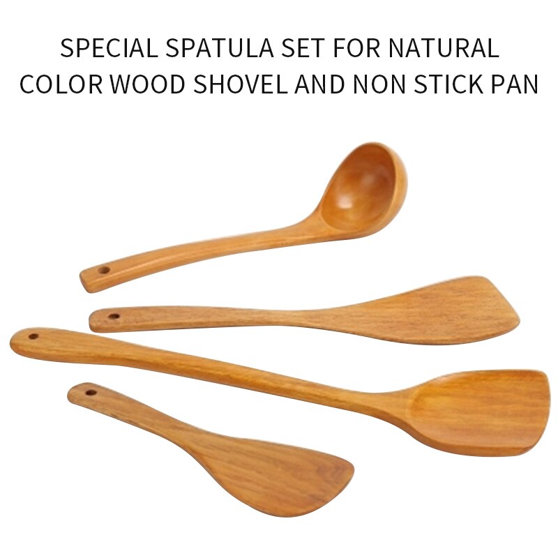 1pc non-stick panne naturlig tre turner tre spatel tre spade tre suppe skje kjøkkenverktøy kokekar ris skje servise