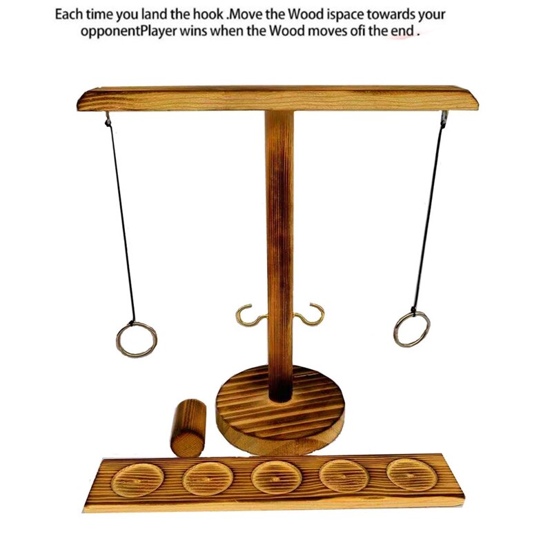 Ring Toss Bimini Game 2 Player Wooden Ring Toss Hooks Game Tabletop Craggy Bar Games Adults Drinking Games Toys