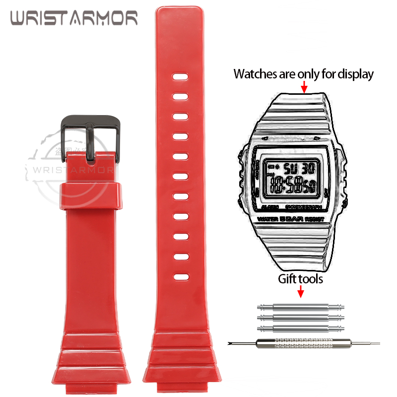 Harz-Uhrenarmband für Casio W-215H W215H W-217H F105W F108WH Uhrenarmband Ersatzarmband 18 mm Gummiarmband: Silber gelb