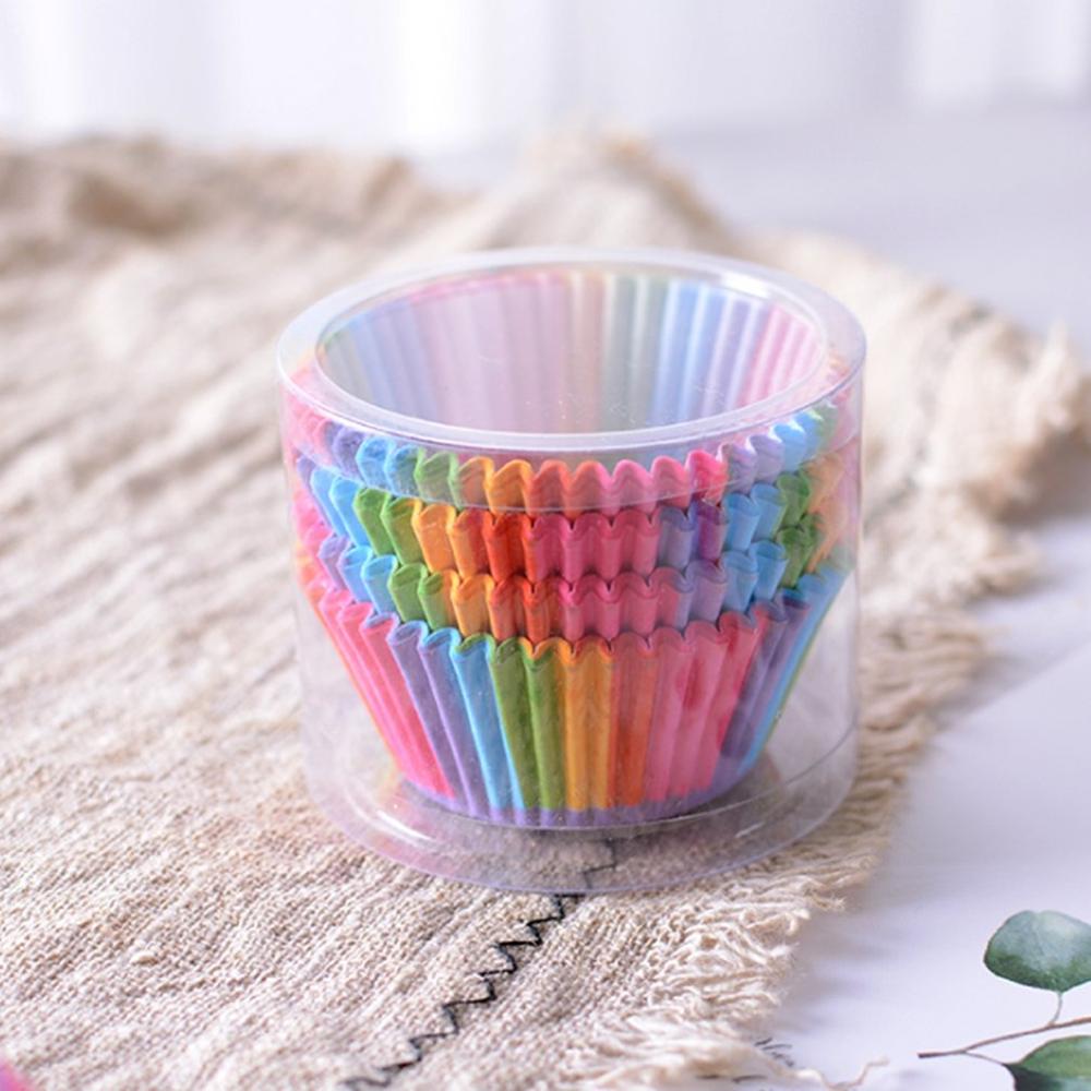 Couleur arc-en-ciel Cupcake Liner Cupcake papier cuisson Muffins cas moules à gâteaux pâtisserie tasse décoration outils 100 pièces