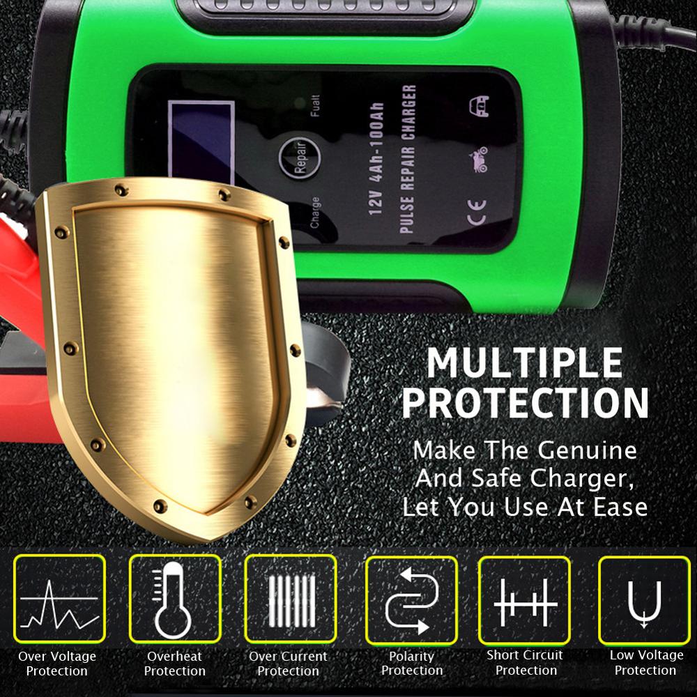 12V 6A Digital LCD Display Car Battery Charger Auto Jump Starter Power Bank Booster Maintainer Fast Charge gel and AGM