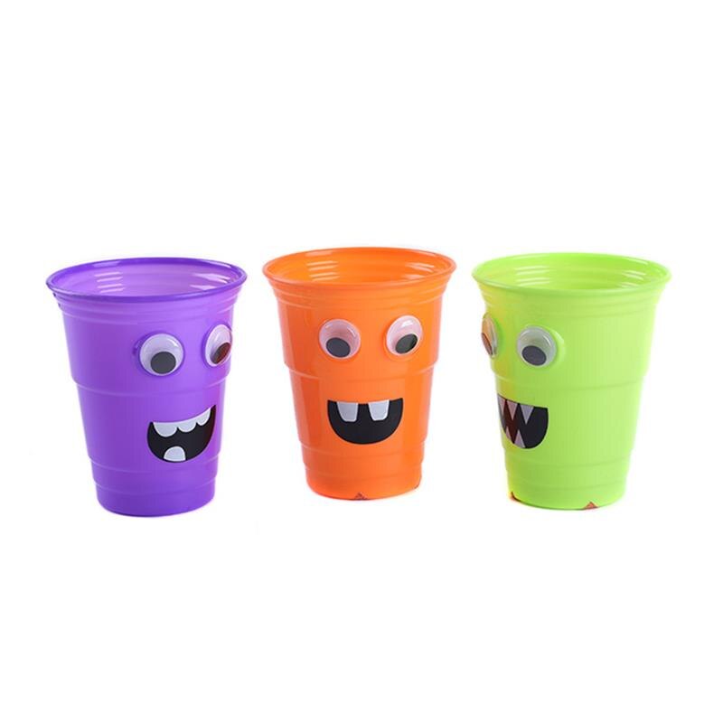 Taza de plástico con dibujos animados para niños, vaso de plástico para beber agua y leche, decoración de Halloween y guardería, 3 piezas: Default Title