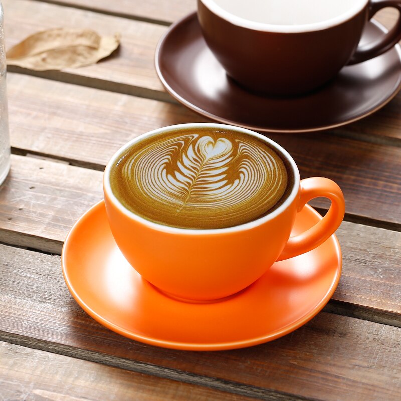 150ml dicken körper keramik kaffee tasse und untertasse für flache weiß