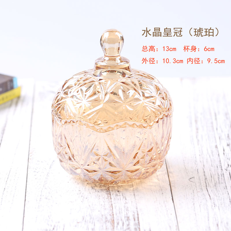 Crystal Glass Jar Tea Container Glass Cans Spice Jar Storage Jars Jewelry Storage: E