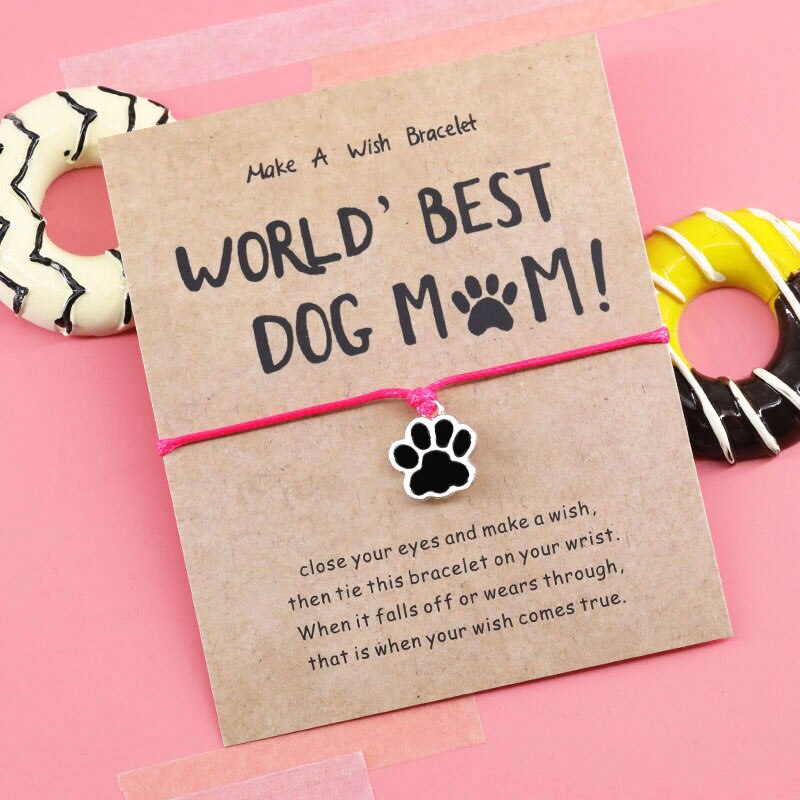 World's Best Dog Mum Bracelet Dog Cat Paw Charm Red Rope Thread String Bracelet Dog Jewelry for Dog Mum Dog Lover: Rose Red