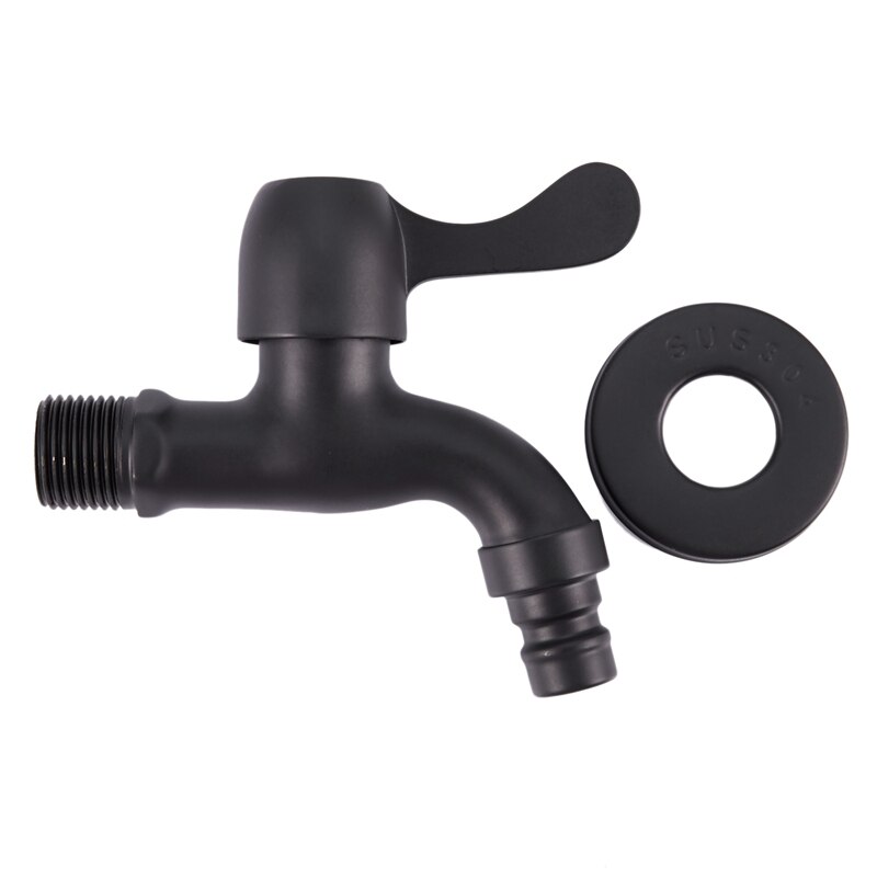 KUNGYO Vintage koudwaterkraan met enkele kruisgreep G1 / 2 interface - wandmontage-wastafelkraan voor badkamertoilettuin (zwart ORB