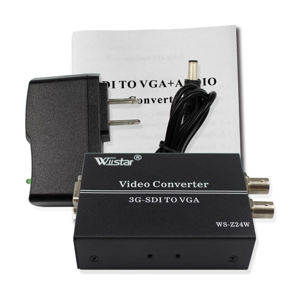 Wiistar SDI to VGA Converter SD HD 3G-SDI to VGA+3.5mm Audio Video Adapter for PC Laptops