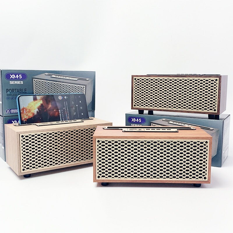 Houten Multimedia Bluetooth Speaker Telefoon Stander Klassieke Retro Stijl Draadloze Speaker XM-5H