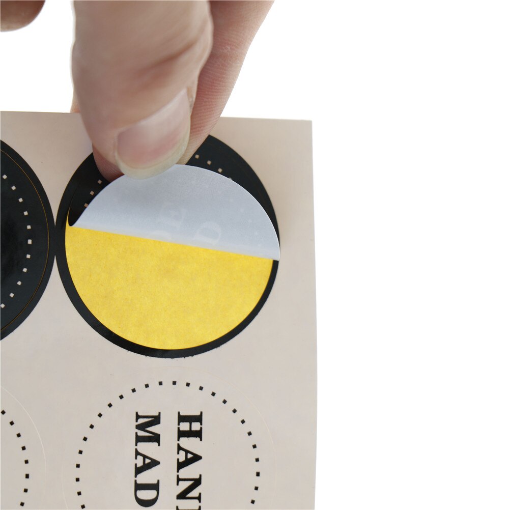 Pegatinas de papel redondas hechas a mano, blancas y negras de 4cm de diámetro 80 Uds. Para producto hecho a mano, etiquetas de para manualidades, pegatinas para sellos