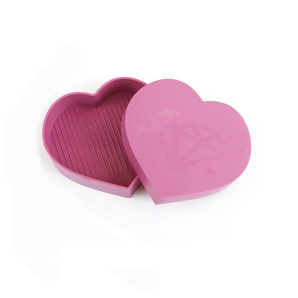 Heart-Shaped Diamond Painting Tray Beading Plates Square Round Rhinestone Storage Tray Cross Stitch Embroidery Accessories: 7x6.5cm Purple