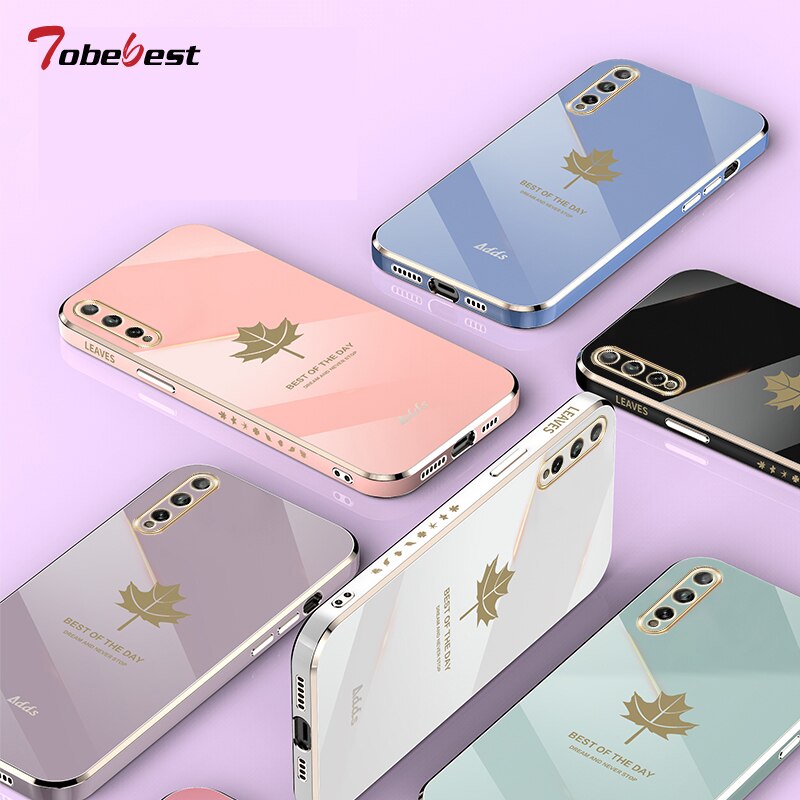 Square Maple Leaf Plating Silicone Case on For Huawei Y8P Enjoy 10S Coque Ultra-thin Soft Back Cover