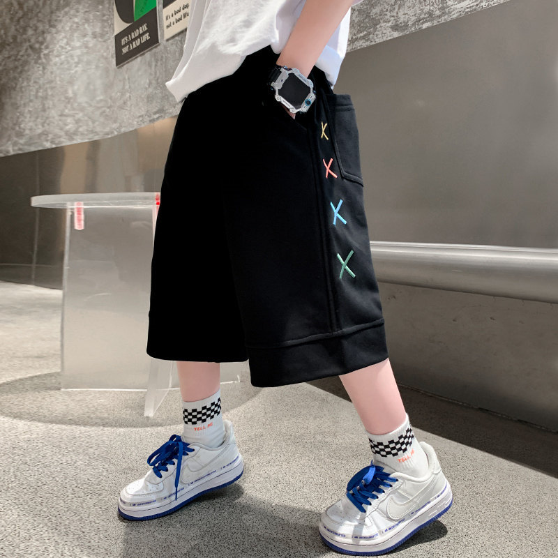 Pantaloncini per ragazzi 2022 estate bambini pantaloni sportivi in cotone per bambini adolescenti abbigliamento al ginocchio per bambini in stile coreano 6 9 11 13 14 anni: Black / 7